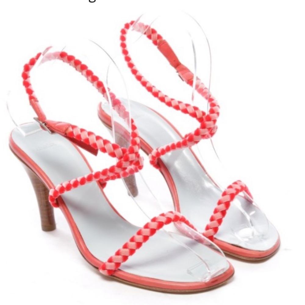 Malo Italian orange and green velvet sandals